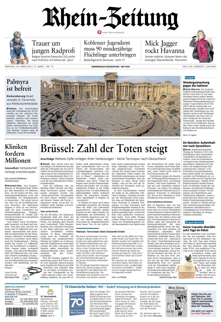 Rhein-Zeitung Koblenz & Region vom Dienstag, 29.03.2016