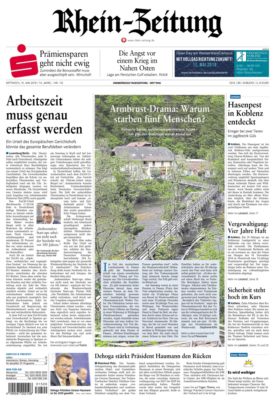 Rhein-Zeitung Koblenz & Region vom Mittwoch, 15.05.2019
