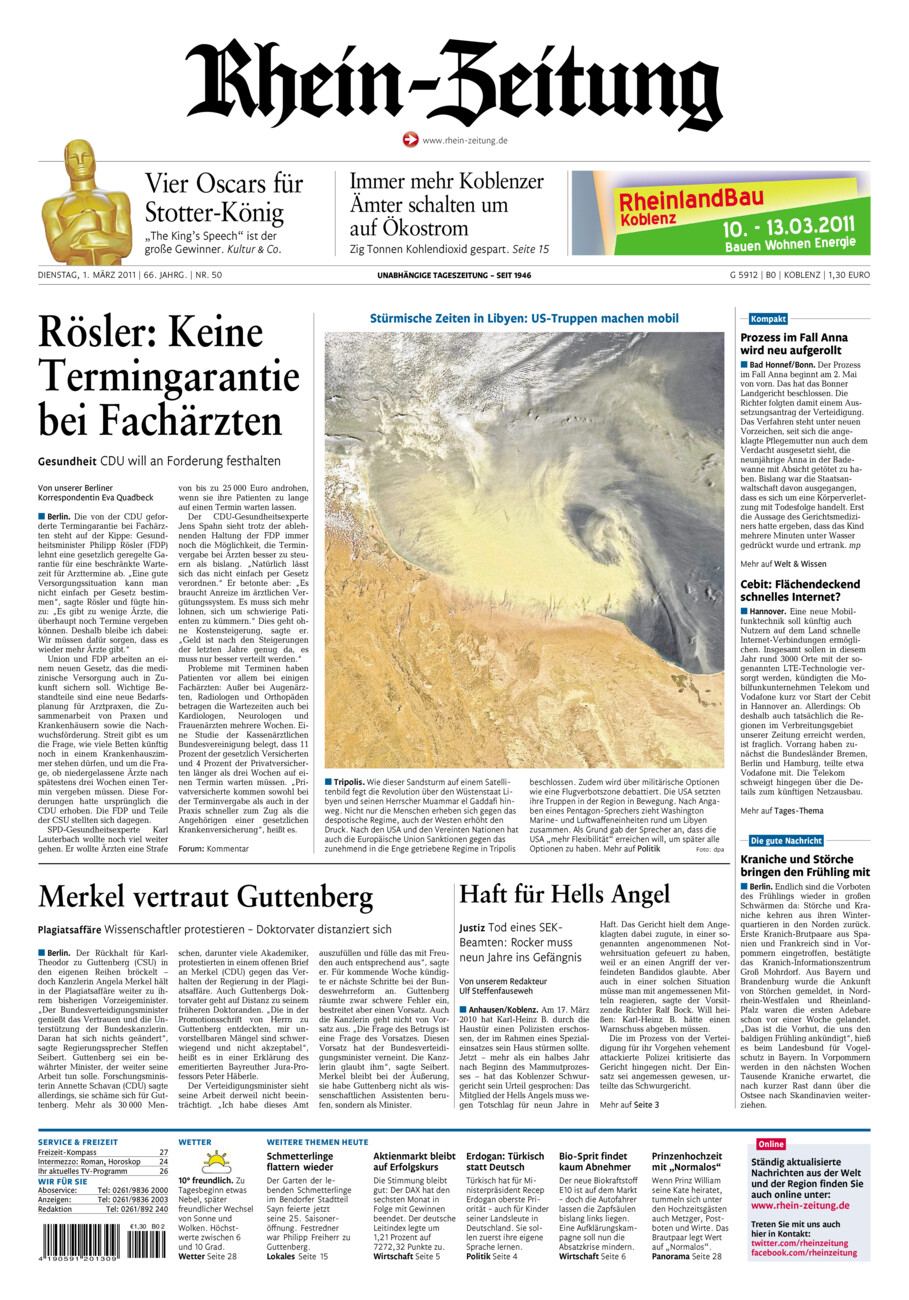 Rhein-Zeitung Koblenz & Region vom Dienstag, 01.03.2011