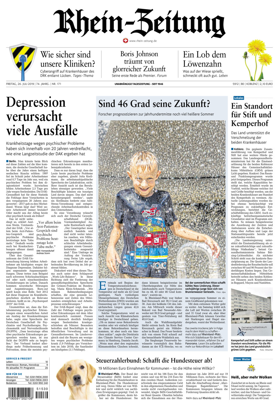 Rhein-Zeitung Koblenz & Region vom Freitag, 26.07.2019