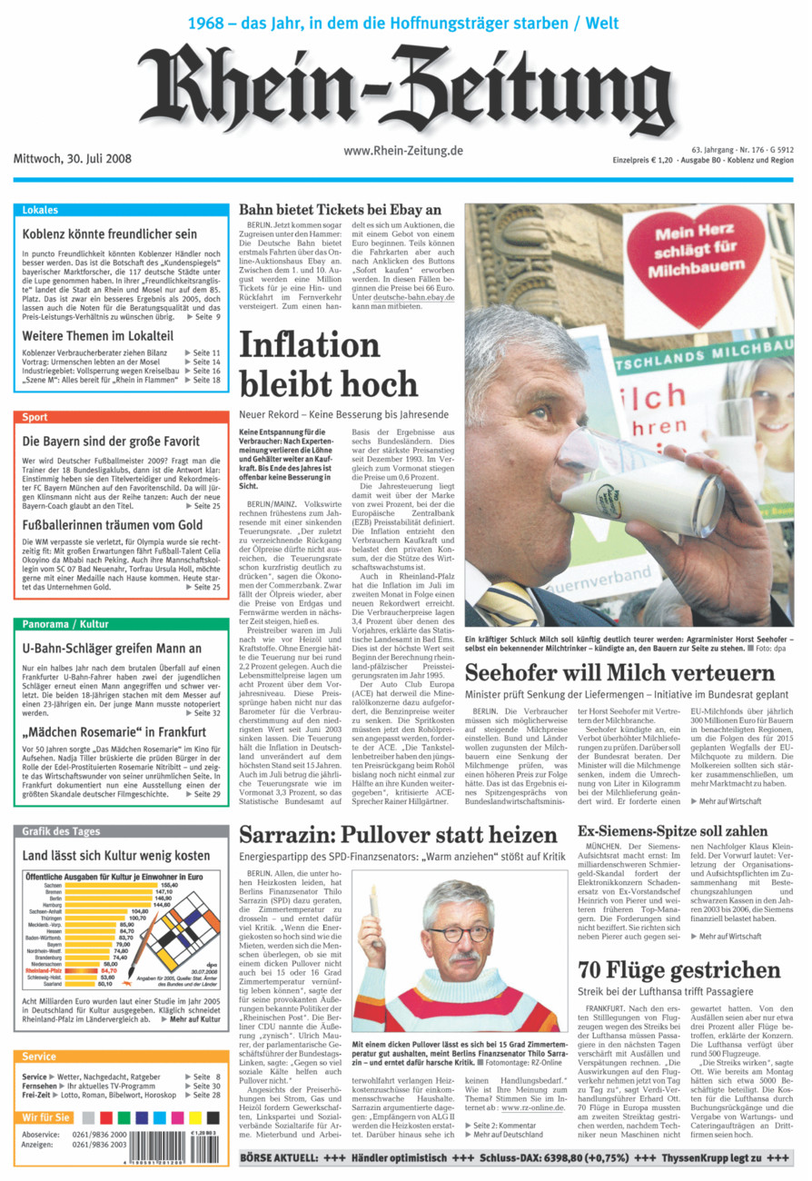 Rhein-Zeitung Koblenz & Region vom Mittwoch, 30.07.2008