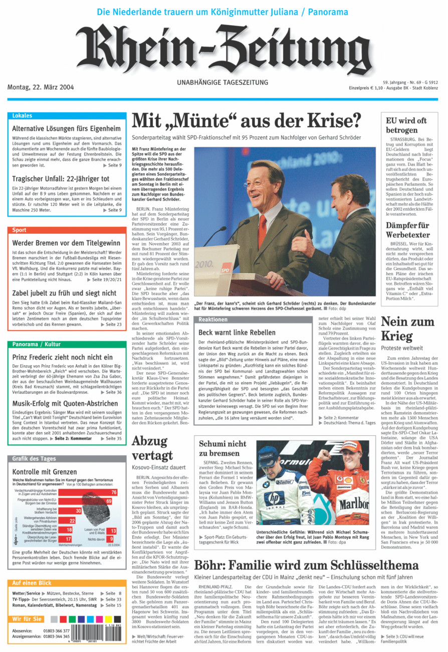 Rhein-Zeitung Koblenz & Region vom Montag, 22.03.2004