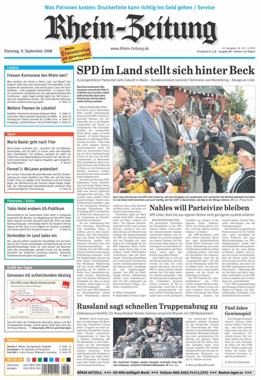 Rhein-Zeitung Koblenz & Region vom Dienstag, 09.09.2008