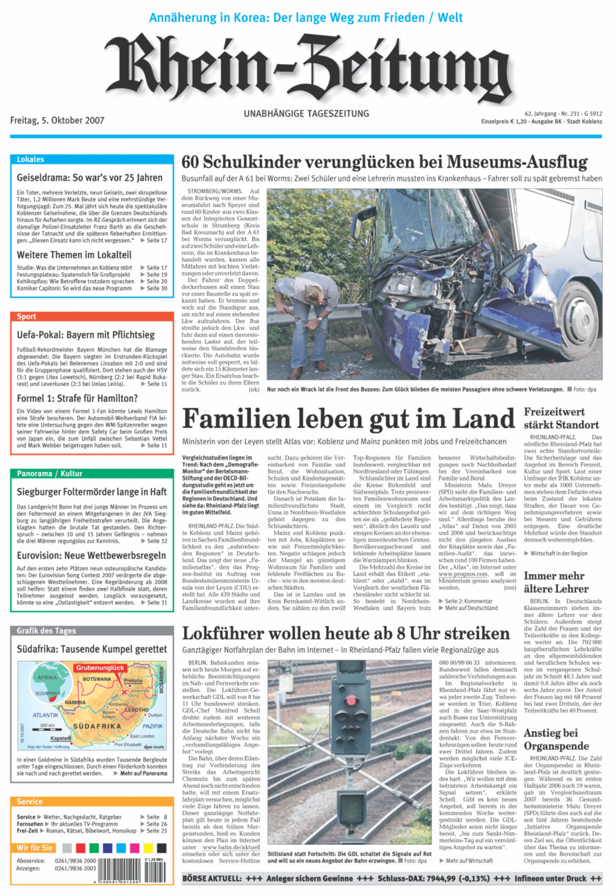 Rhein-Zeitung Koblenz & Region vom Freitag, 05.10.2007