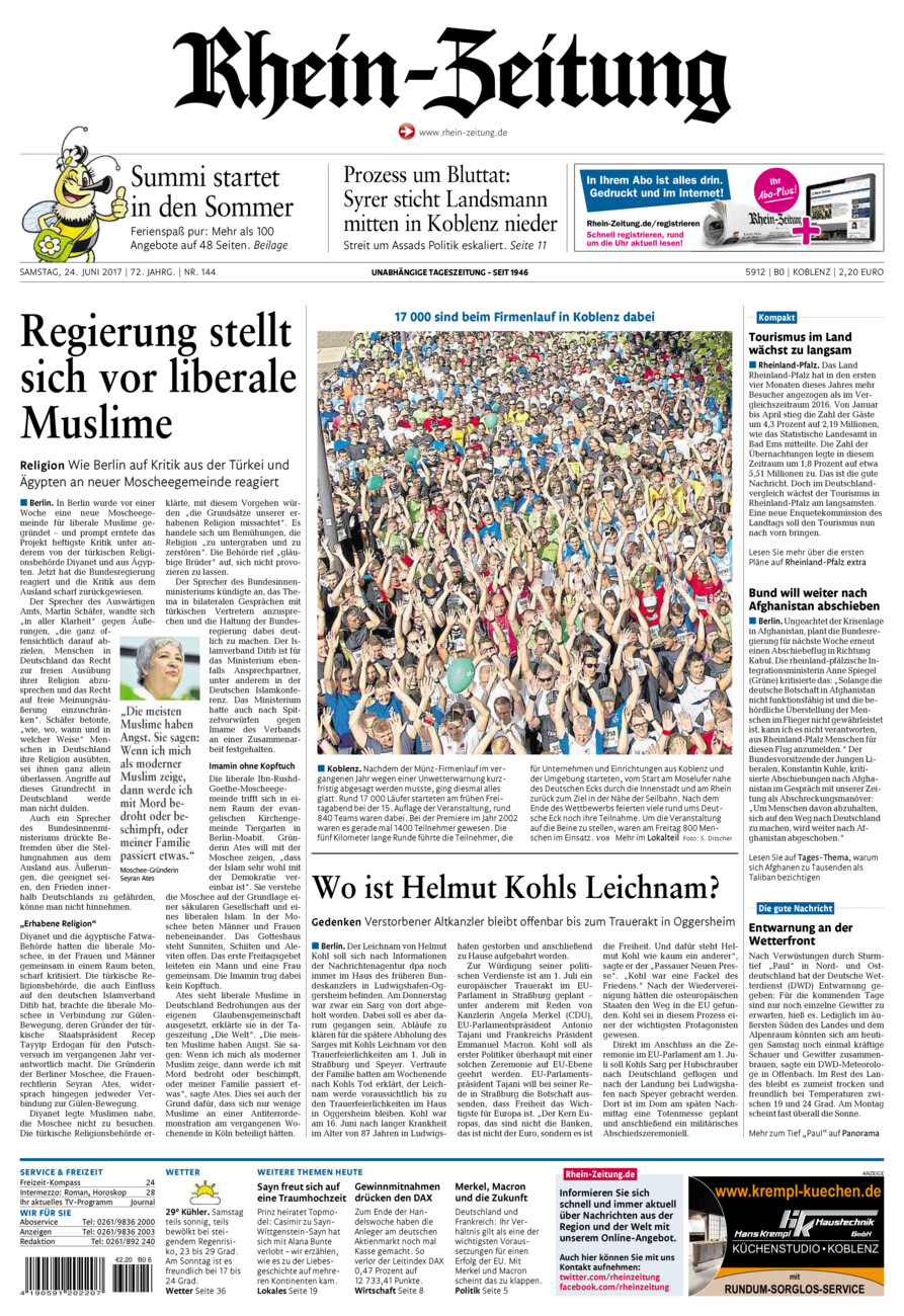 Rhein-Zeitung Koblenz & Region vom Samstag, 24.06.2017