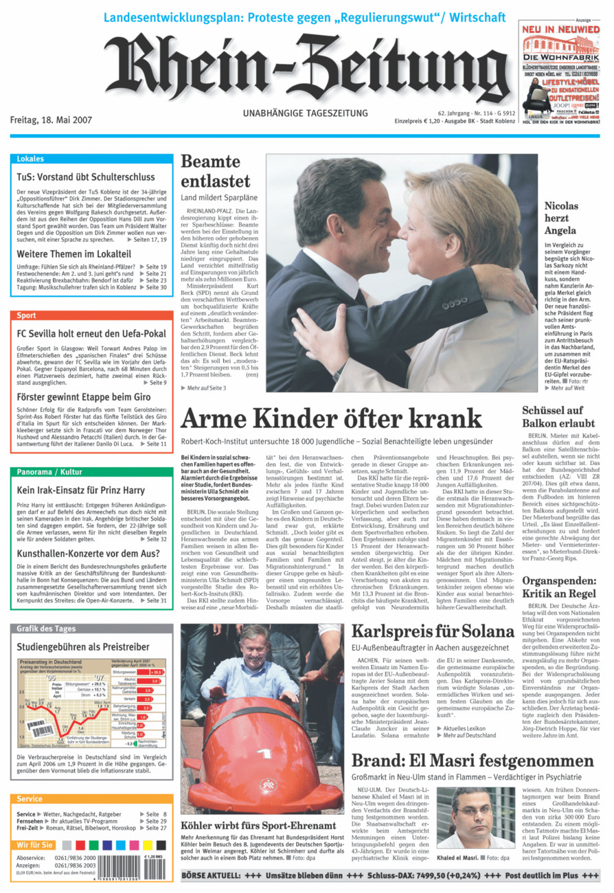 Rhein-Zeitung Koblenz & Region vom Freitag, 18.05.2007