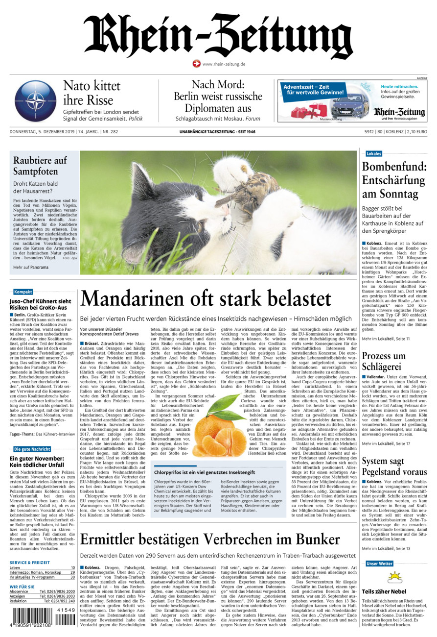 Rhein-Zeitung Koblenz & Region vom Donnerstag, 05.12.2019
