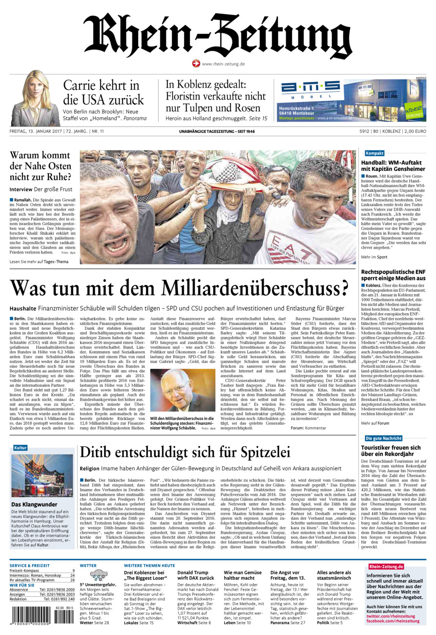 Rhein-Zeitung Koblenz & Region vom Freitag, 13.01.2017