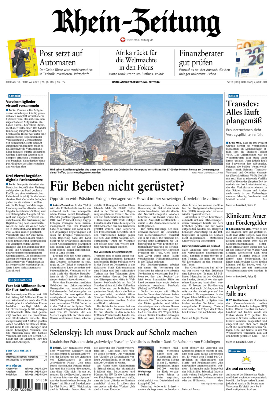 Rhein-Zeitung Koblenz & Region vom Freitag, 10.02.2023