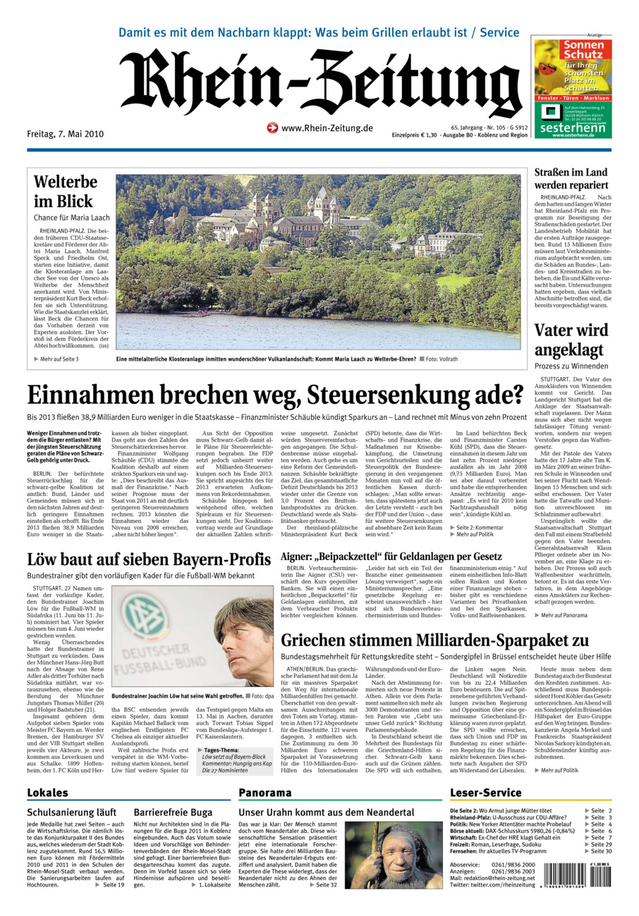Rhein-Zeitung Koblenz & Region vom Freitag, 07.05.2010