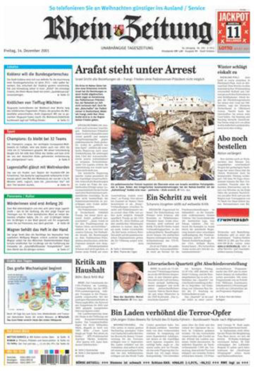 Rhein-Zeitung Koblenz & Region vom Freitag, 14.12.2001