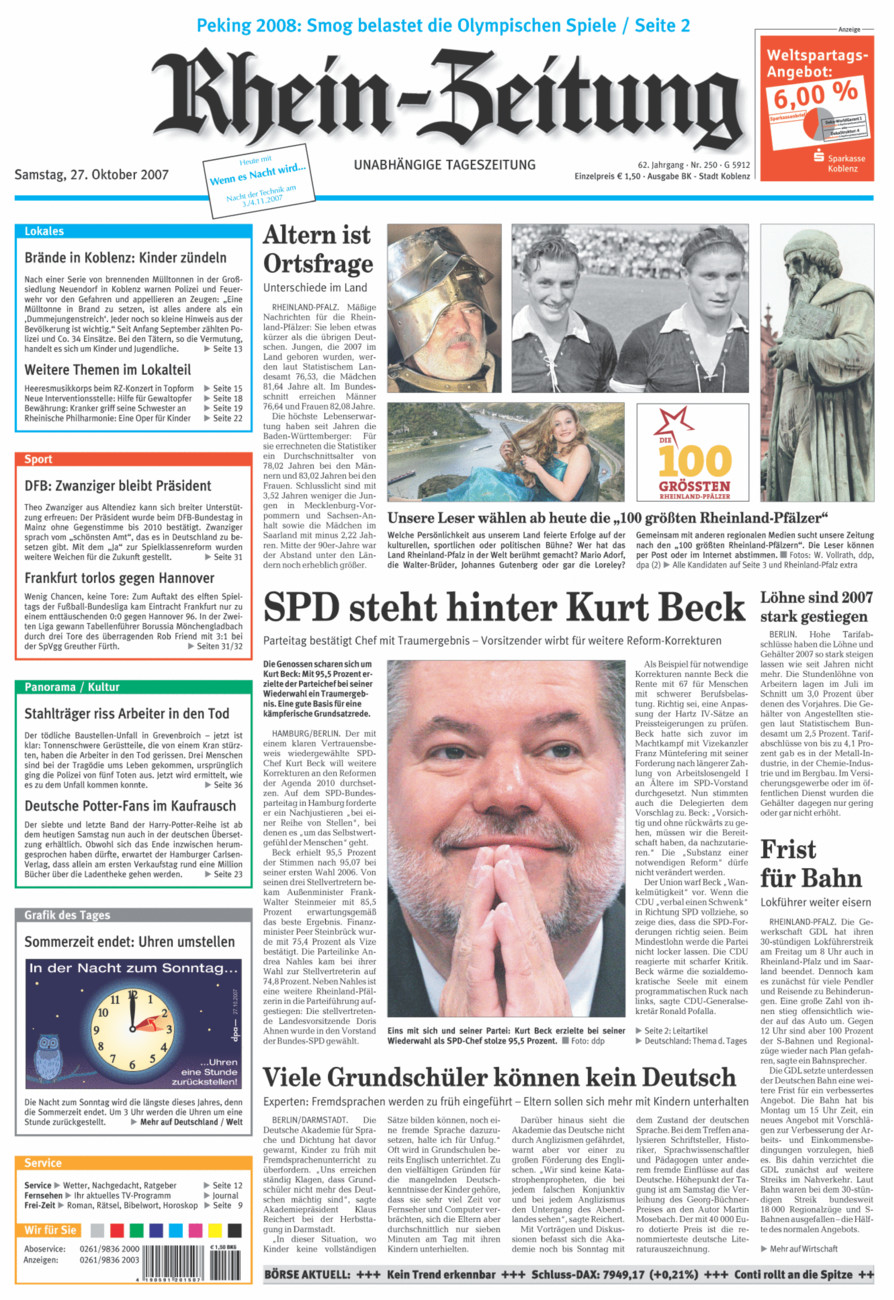 Rhein-Zeitung Koblenz & Region vom Samstag, 27.10.2007