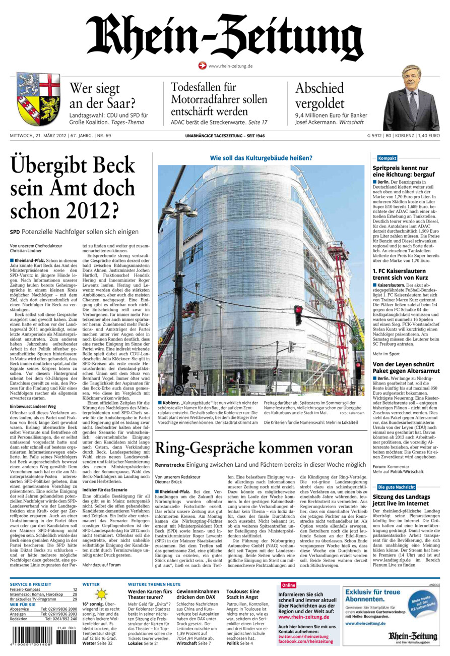 Rhein-Zeitung Koblenz & Region vom Mittwoch, 21.03.2012