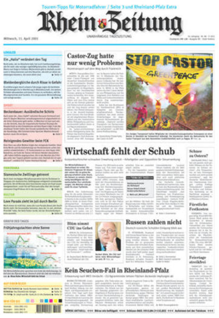 Rhein-Zeitung Koblenz & Region vom Mittwoch, 11.04.2001