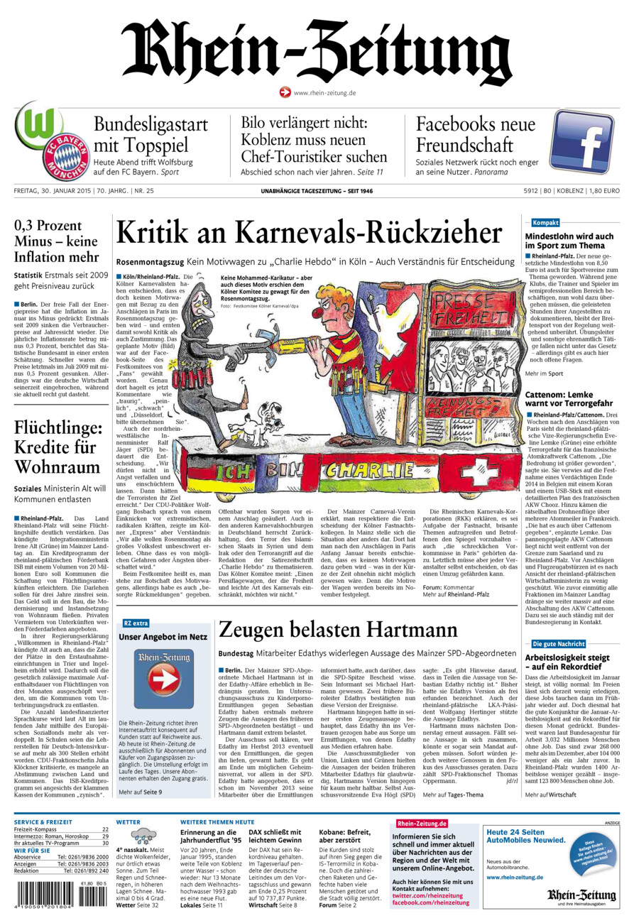 Rhein-Zeitung Koblenz & Region vom Freitag, 30.01.2015
