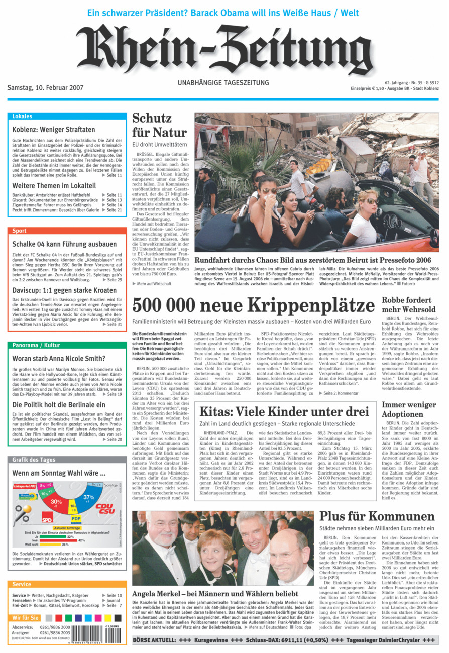 Rhein-Zeitung Koblenz & Region vom Samstag, 10.02.2007