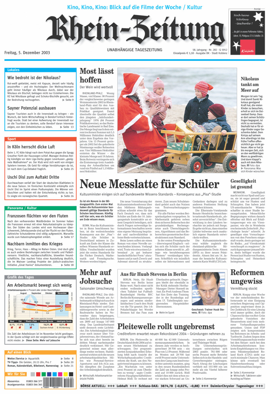 Rhein-Zeitung Koblenz & Region vom Freitag, 05.12.2003
