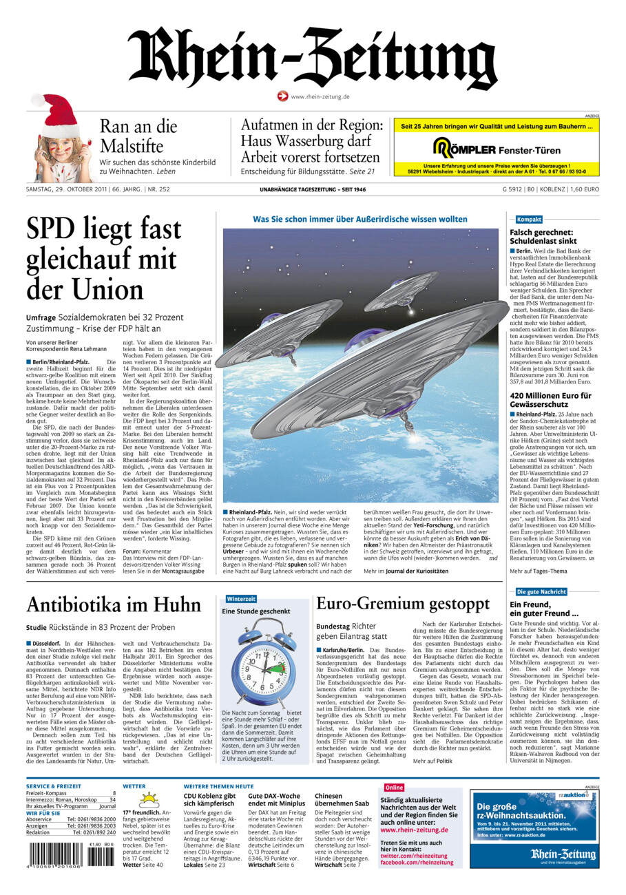 Rhein-Zeitung Koblenz & Region vom Samstag, 29.10.2011