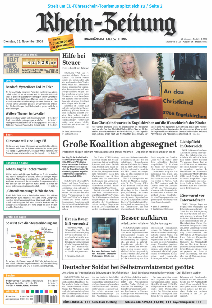 Rhein-Zeitung Koblenz & Region vom Dienstag, 15.11.2005