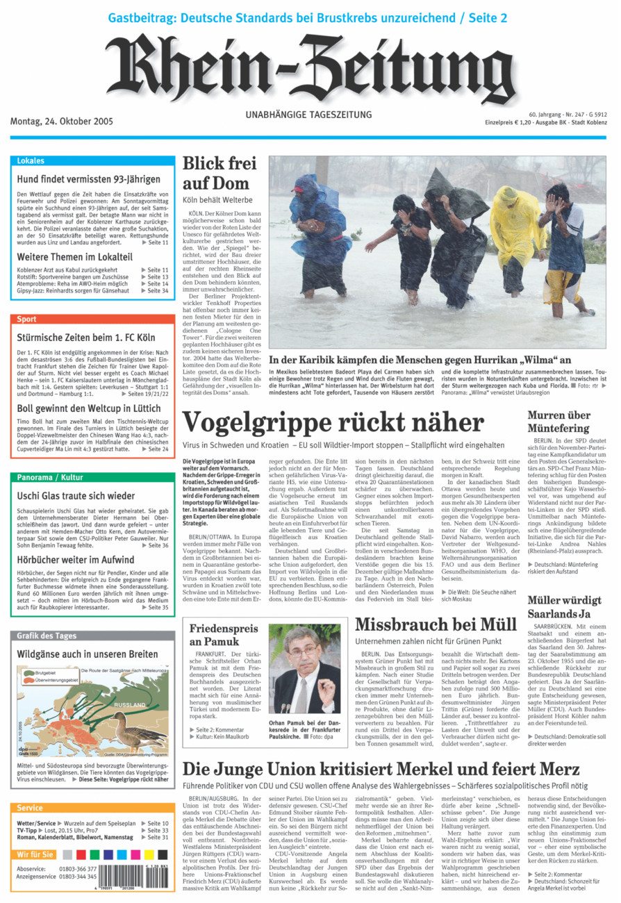 Rhein-Zeitung Koblenz & Region vom Montag, 24.10.2005