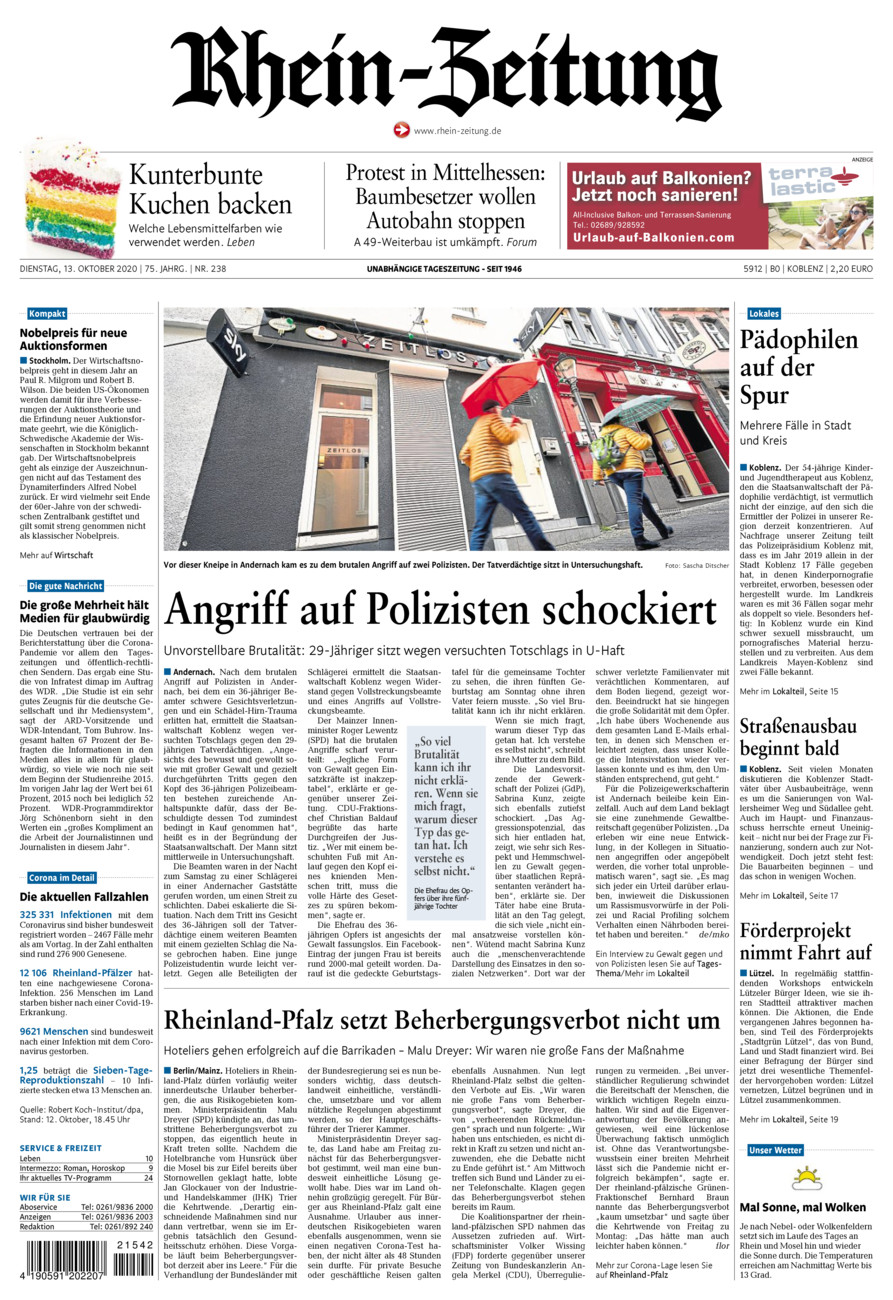 Rhein-Zeitung Koblenz & Region vom Dienstag, 13.10.2020