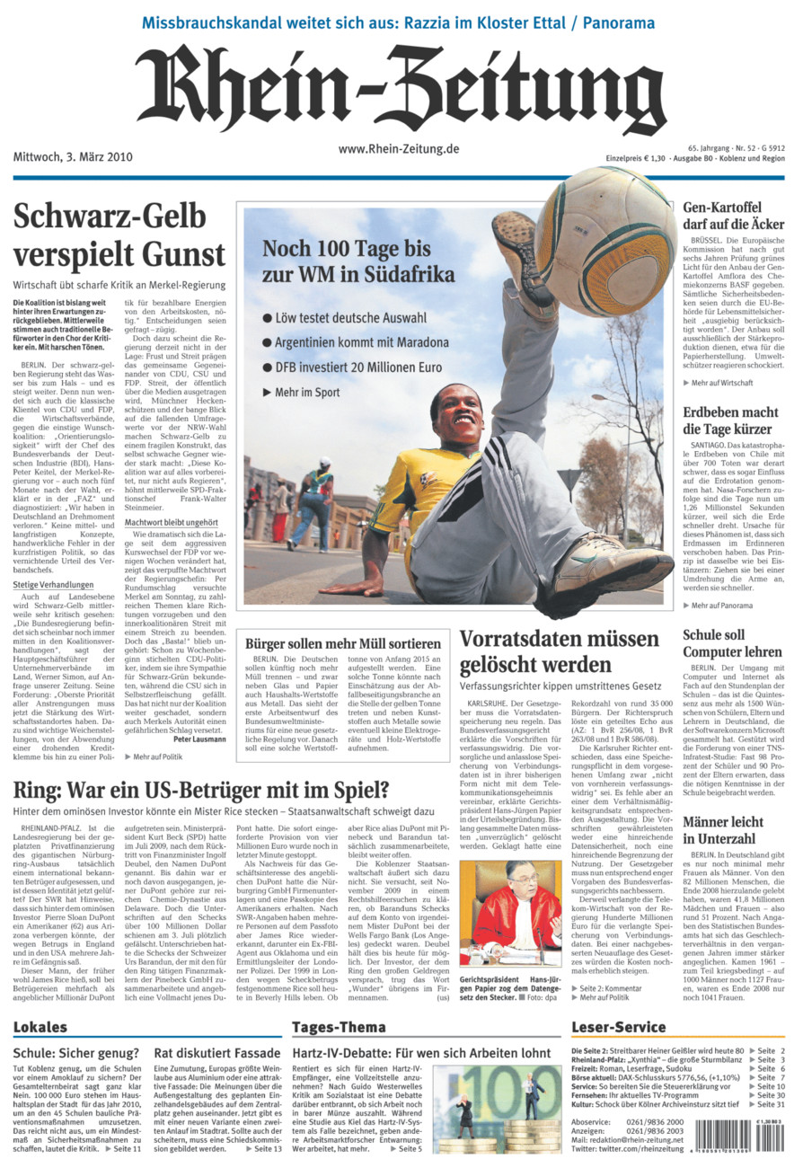 Rhein-Zeitung Koblenz & Region vom Mittwoch, 03.03.2010
