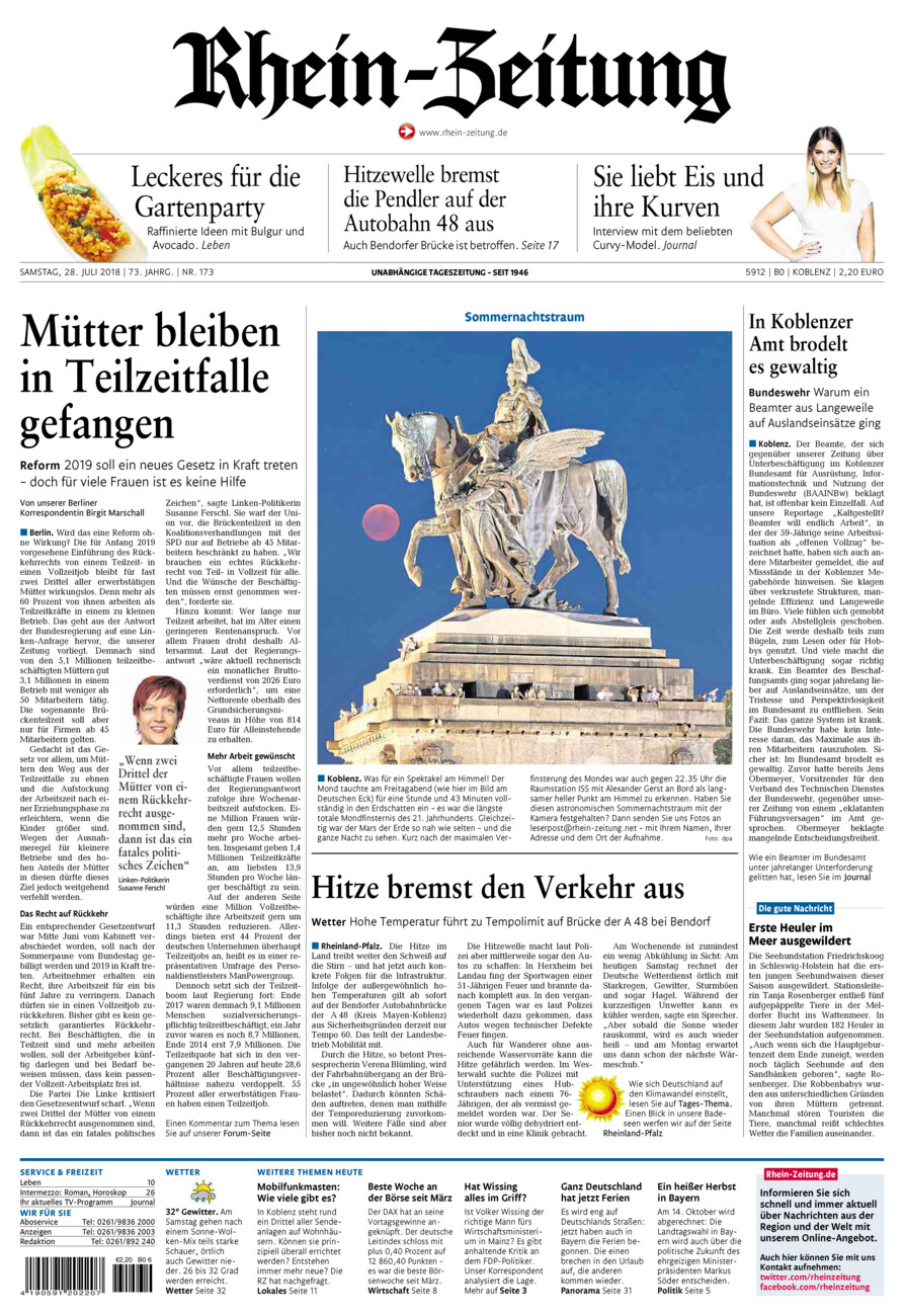 Rhein-Zeitung Koblenz & Region vom Samstag, 28.07.2018