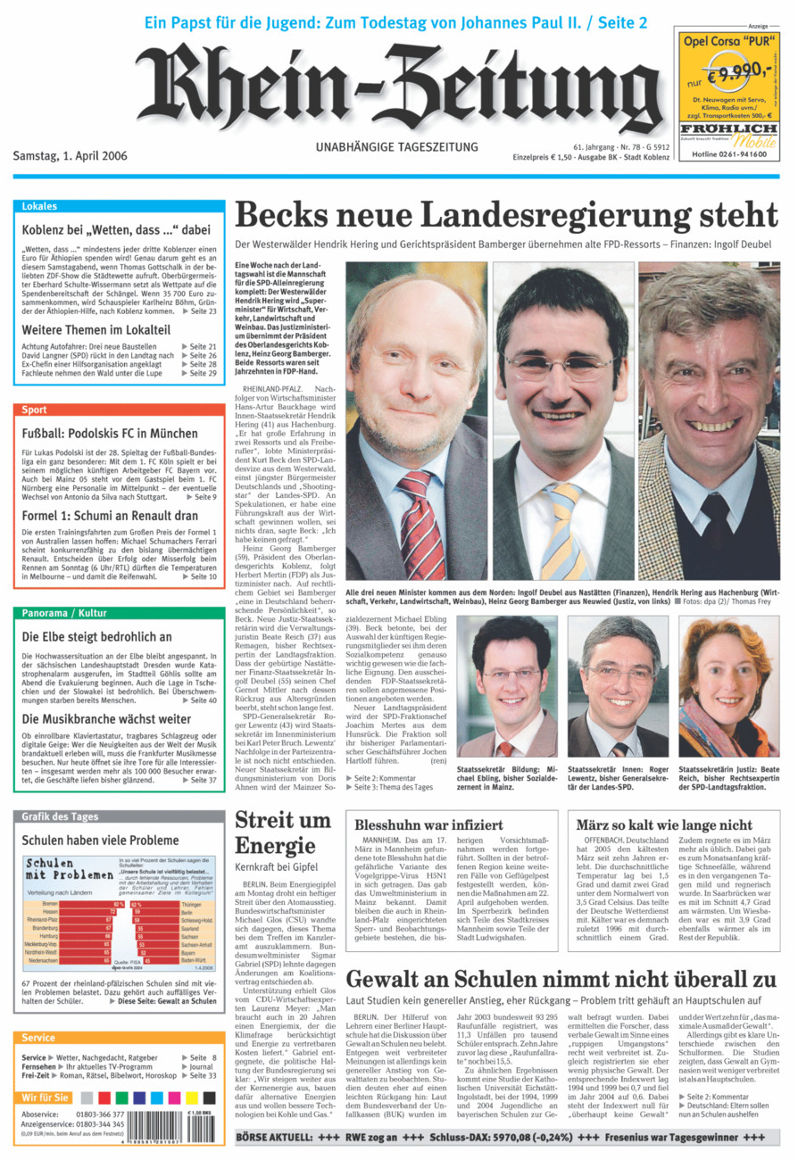 Rhein-Zeitung Koblenz & Region vom Samstag, 01.04.2006
