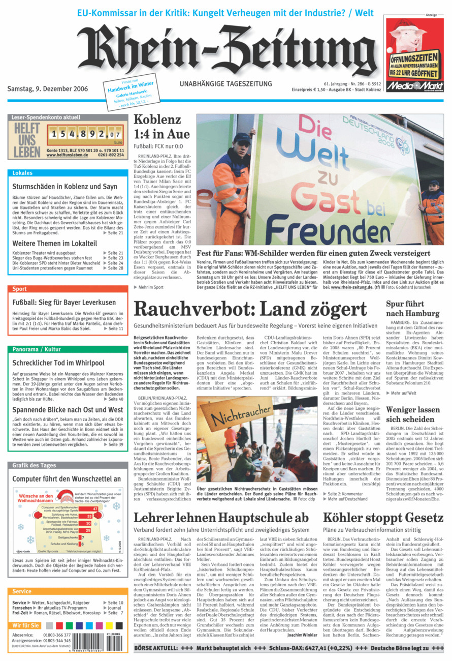 Rhein-Zeitung Koblenz & Region vom Samstag, 09.12.2006