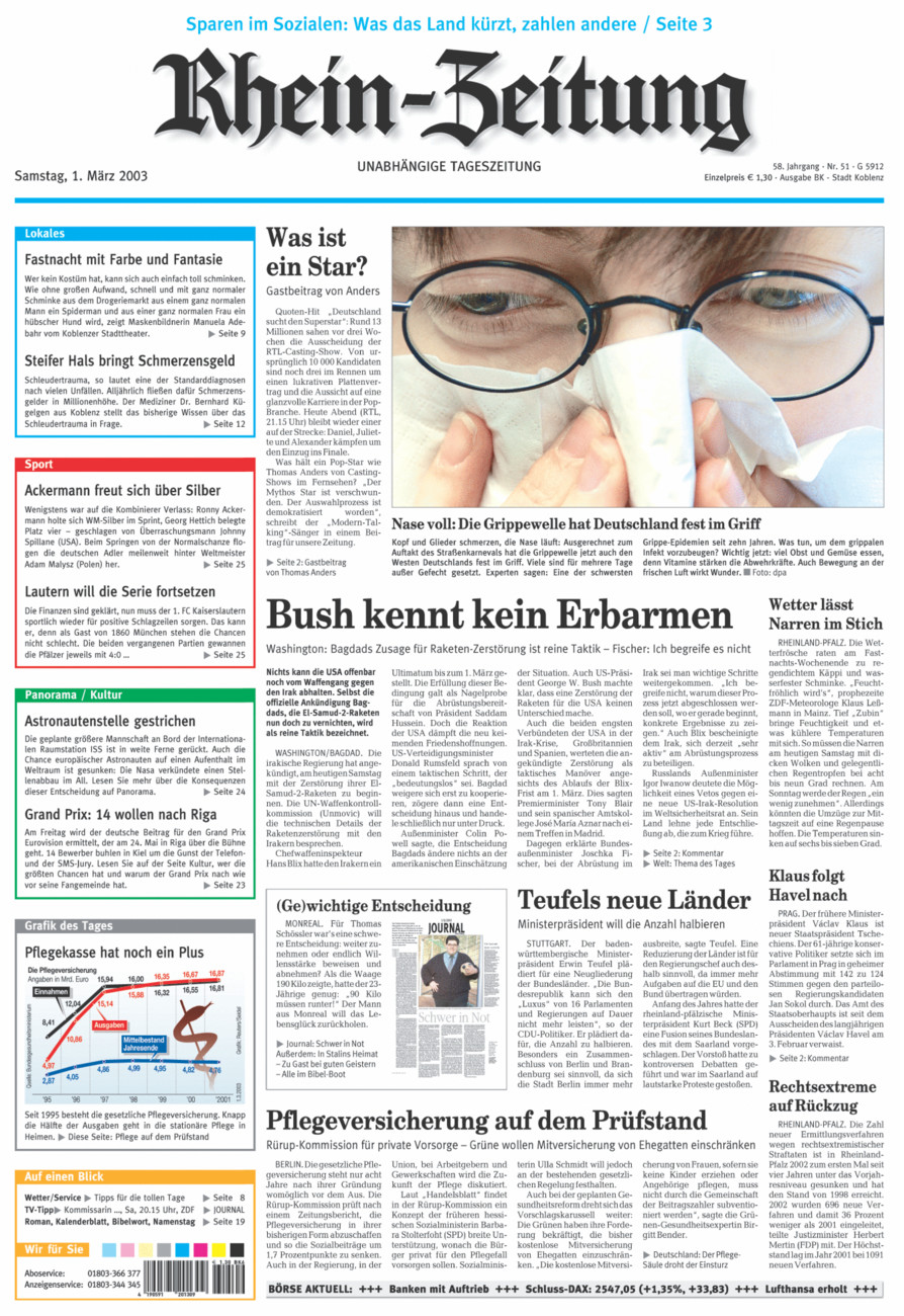 Rhein-Zeitung Koblenz & Region vom Samstag, 01.03.2003