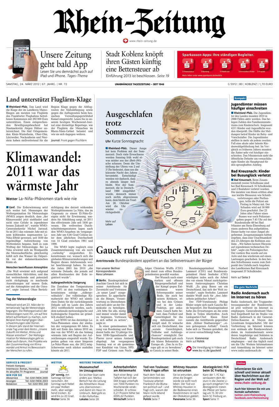 Rhein-Zeitung Koblenz & Region vom Samstag, 24.03.2012