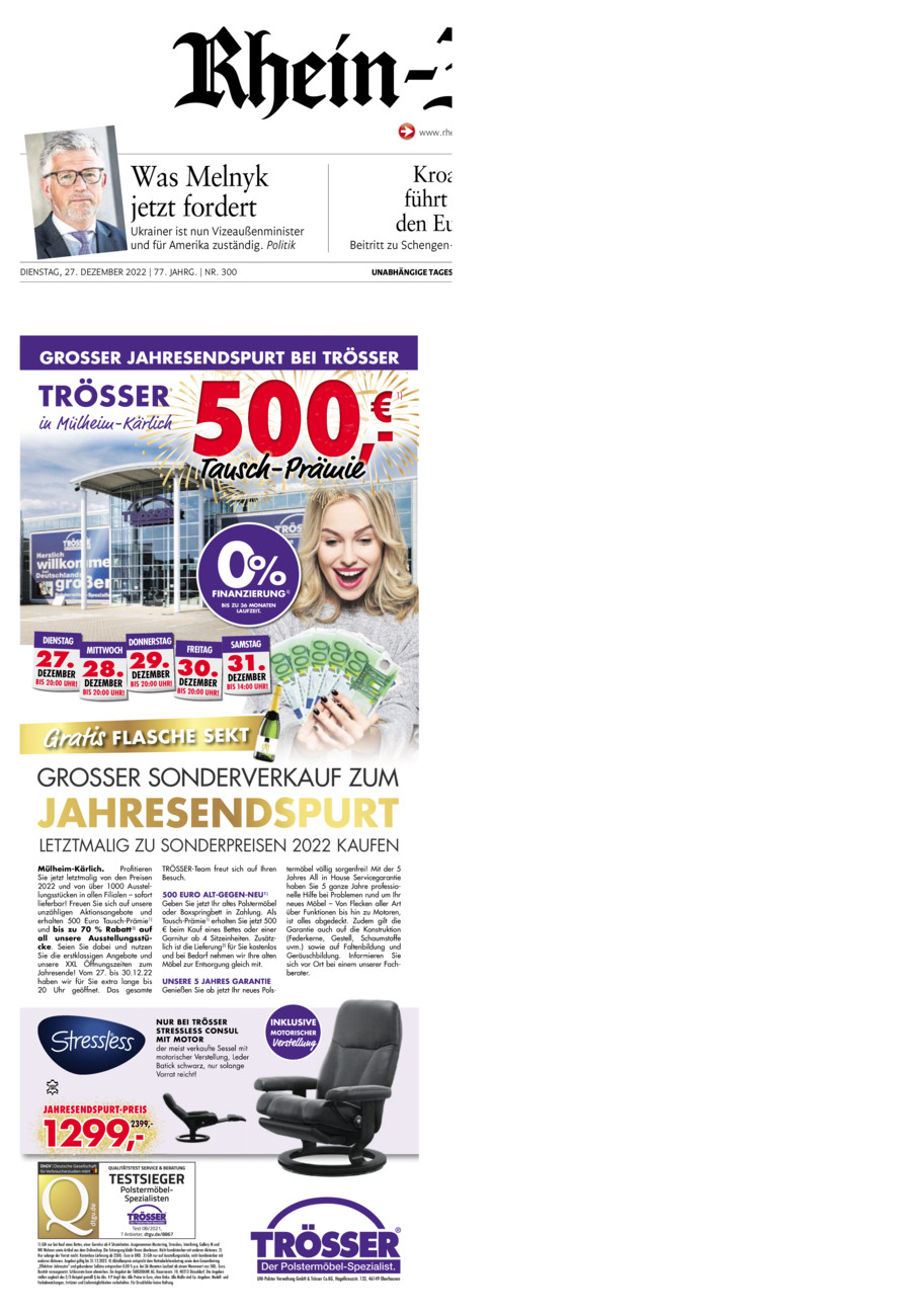 Rhein-Zeitung Koblenz & Region vom Dienstag, 27.12.2022