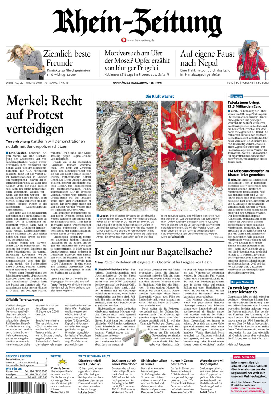 Rhein-Zeitung Koblenz & Region vom Dienstag, 20.01.2015