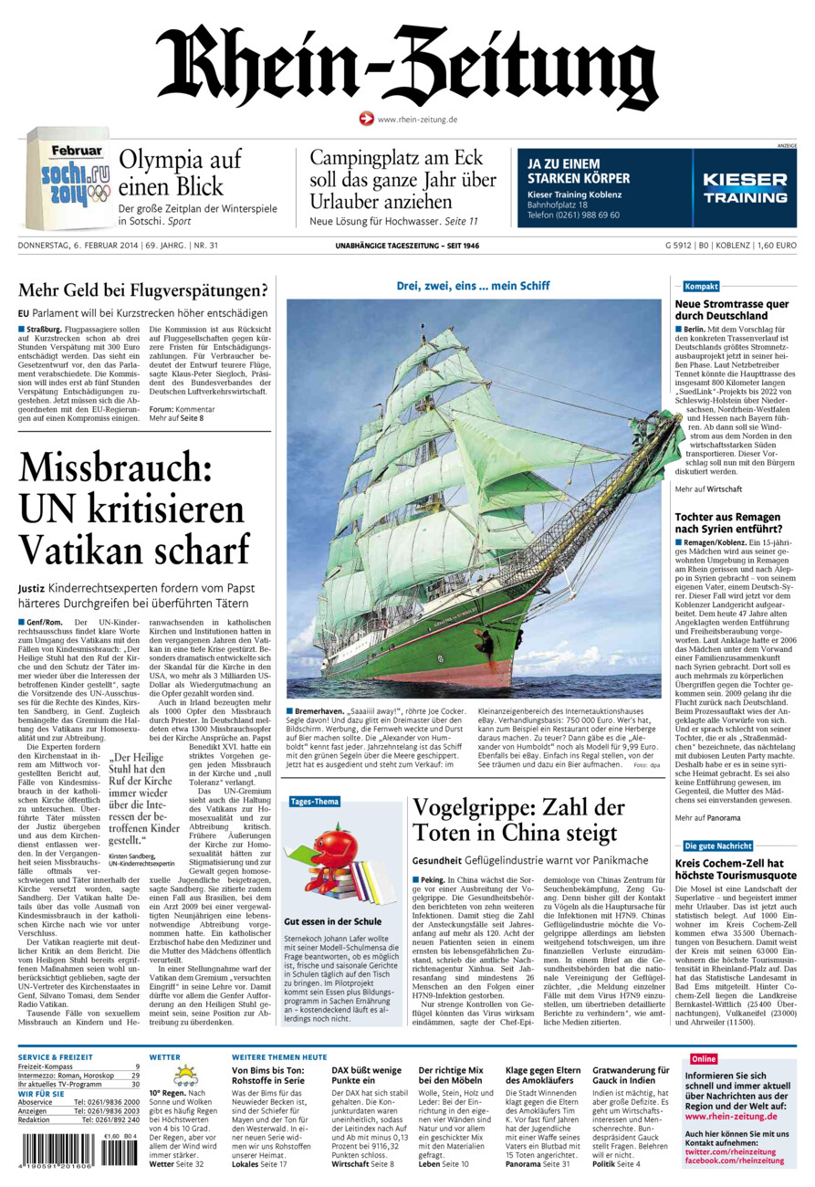 Rhein-Zeitung Koblenz & Region vom Donnerstag, 06.02.2014