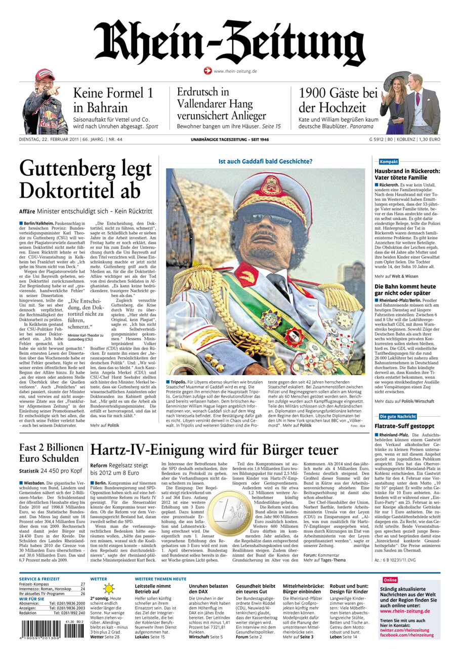 Rhein-Zeitung Koblenz & Region vom Dienstag, 22.02.2011