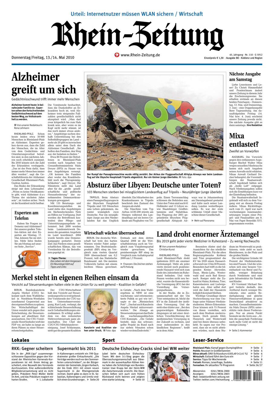 Rhein-Zeitung Koblenz & Region vom Donnerstag, 13.05.2010