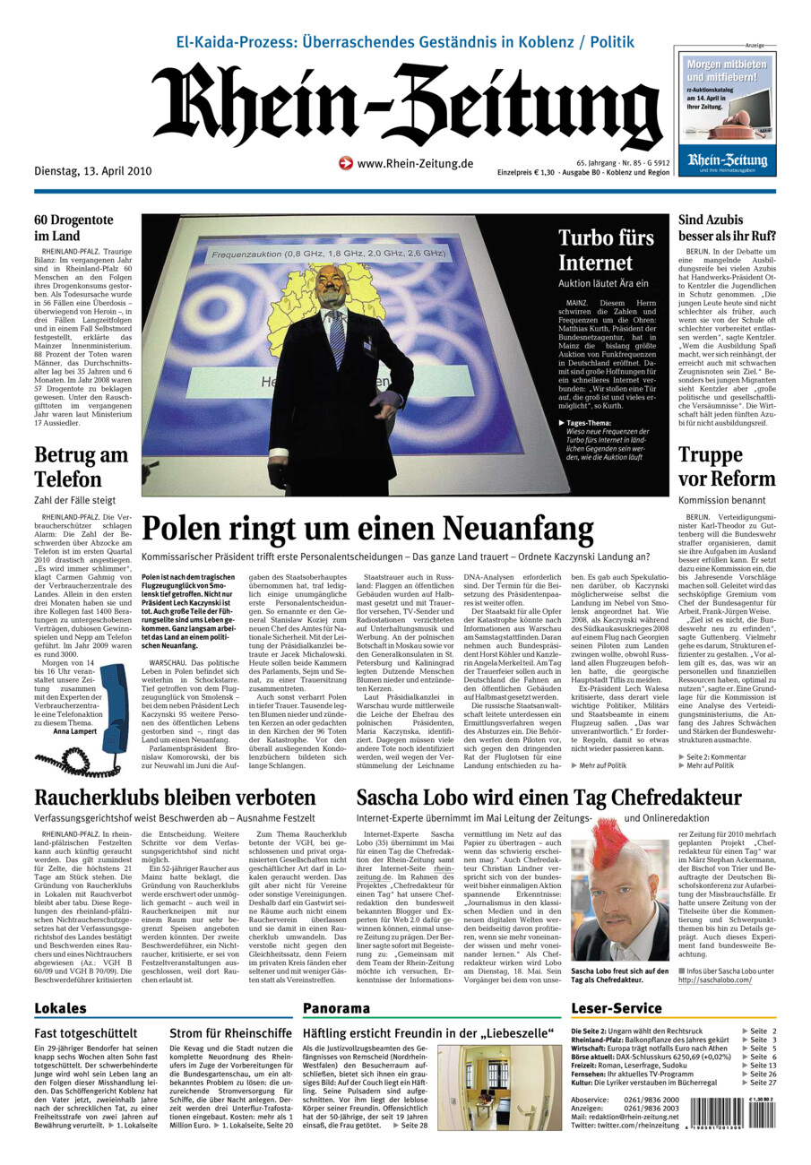 Rhein-Zeitung Koblenz & Region vom Dienstag, 13.04.2010