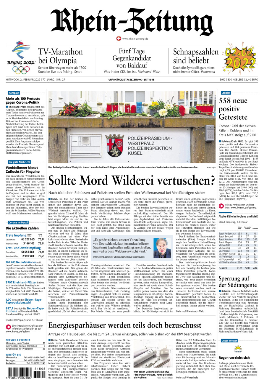 Rhein-Zeitung Koblenz & Region vom Mittwoch, 02.02.2022