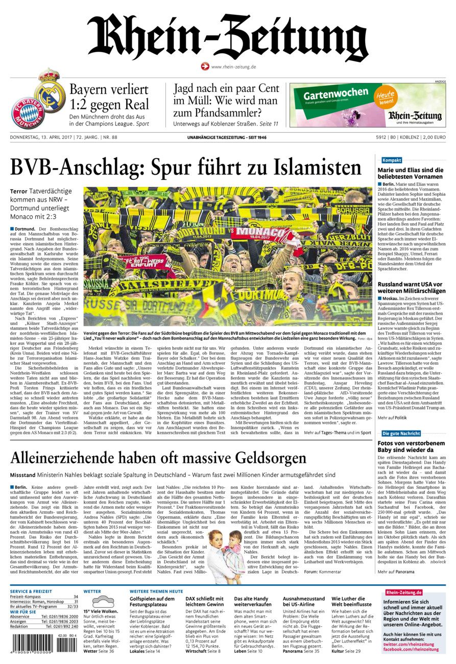 Rhein-Zeitung Koblenz & Region vom Donnerstag, 13.04.2017