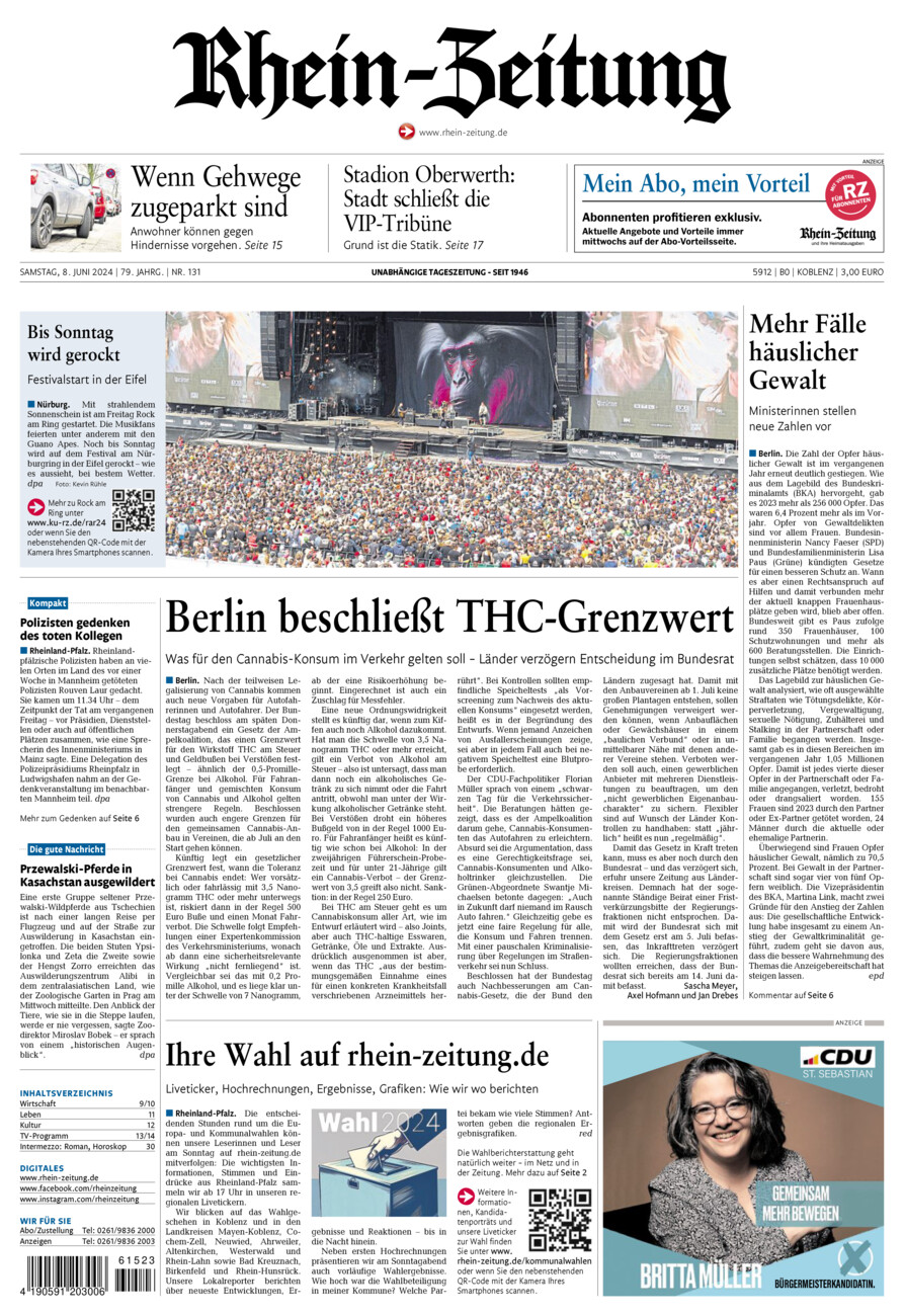Rhein-Zeitung Koblenz & Region vom Samstag, 08.06.2024