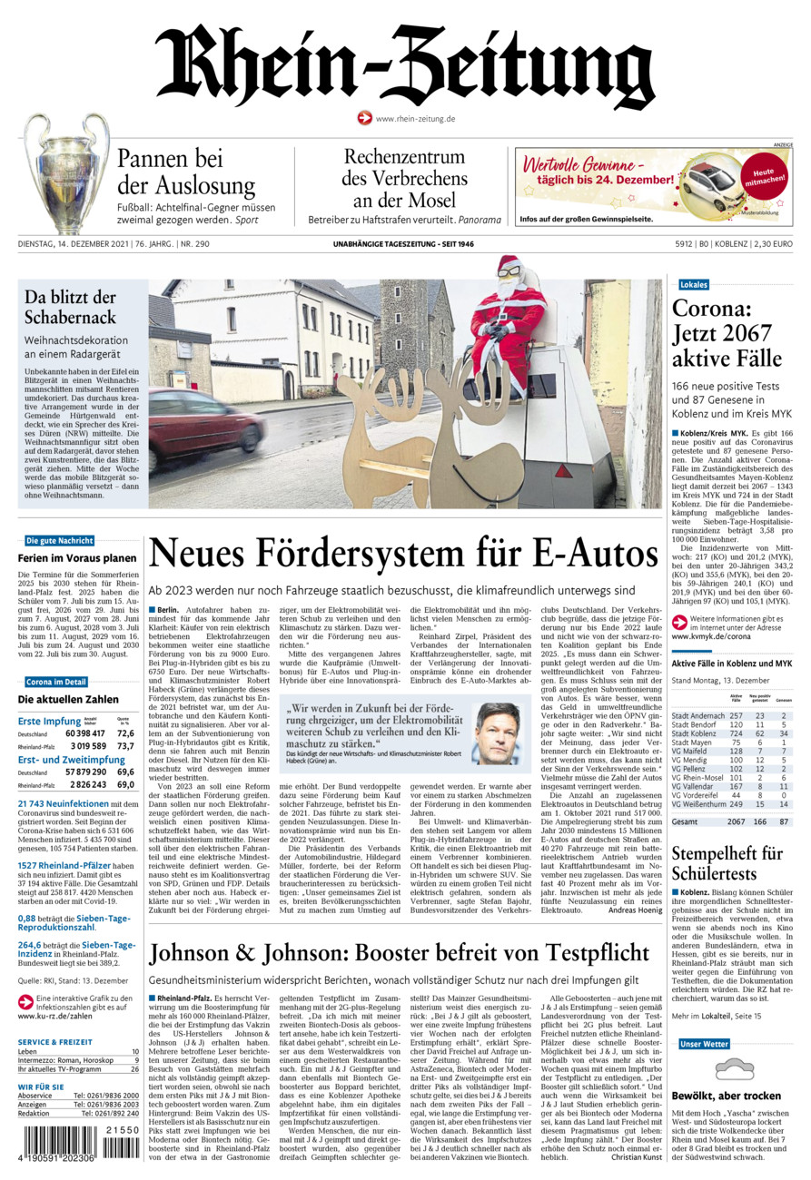 Rhein-Zeitung Koblenz & Region vom Dienstag, 14.12.2021
