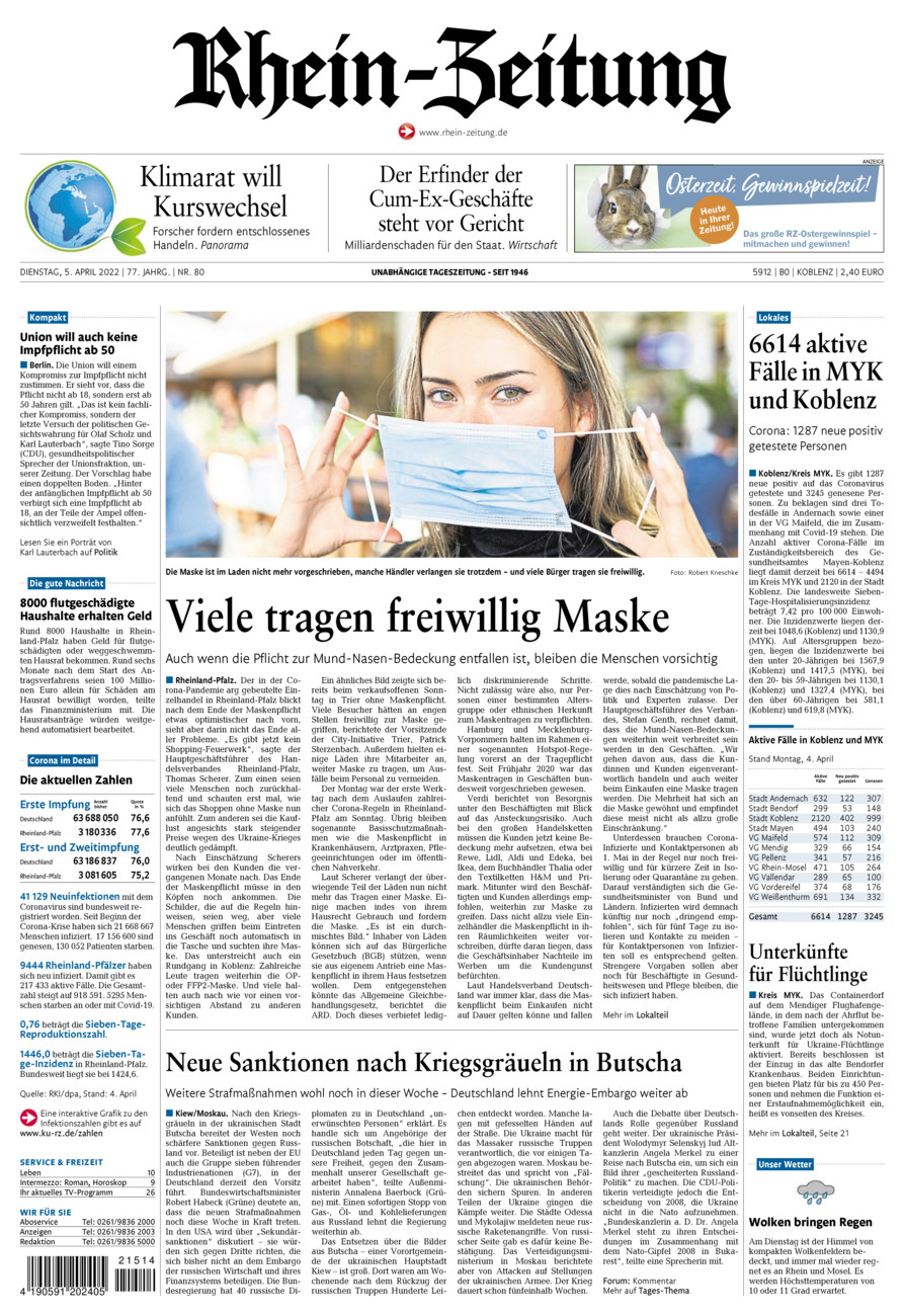 Rhein-Zeitung Koblenz & Region vom Dienstag, 05.04.2022