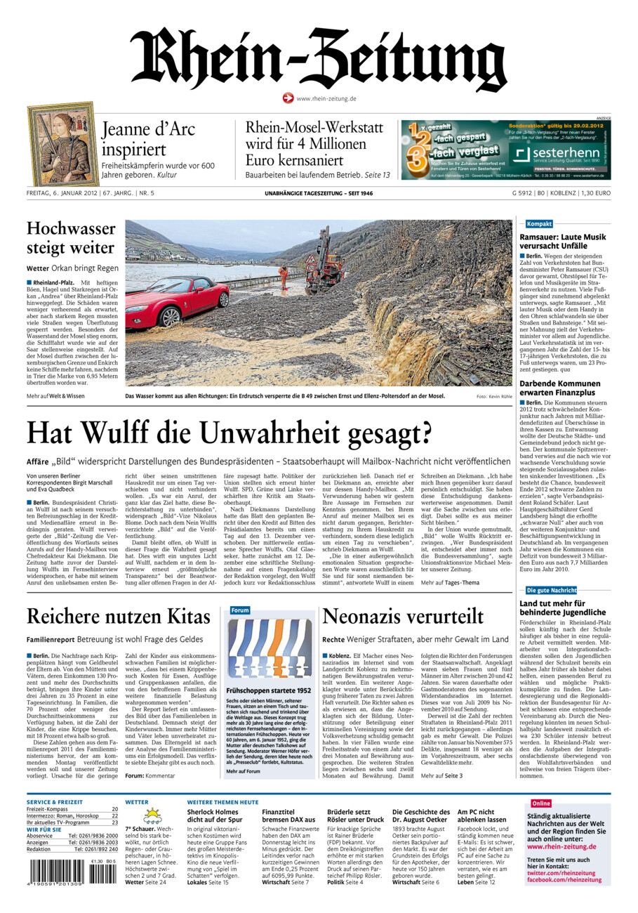 Rhein-Zeitung Koblenz & Region vom Freitag, 06.01.2012