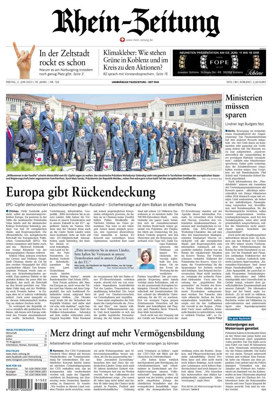 Rhein-Zeitung Koblenz & Region vom Freitag, 02.06.2023