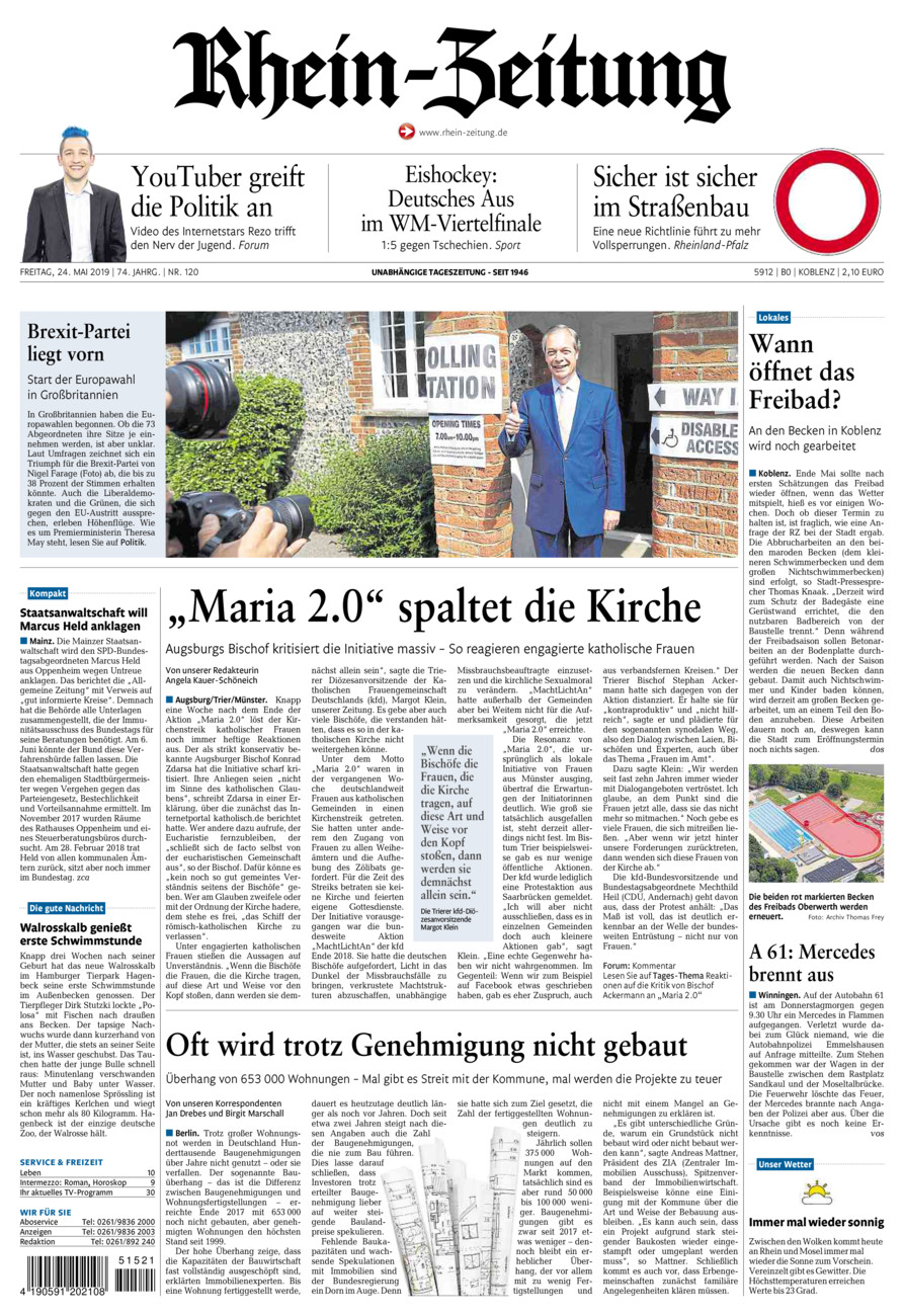 Rhein-Zeitung Koblenz & Region vom Freitag, 24.05.2019