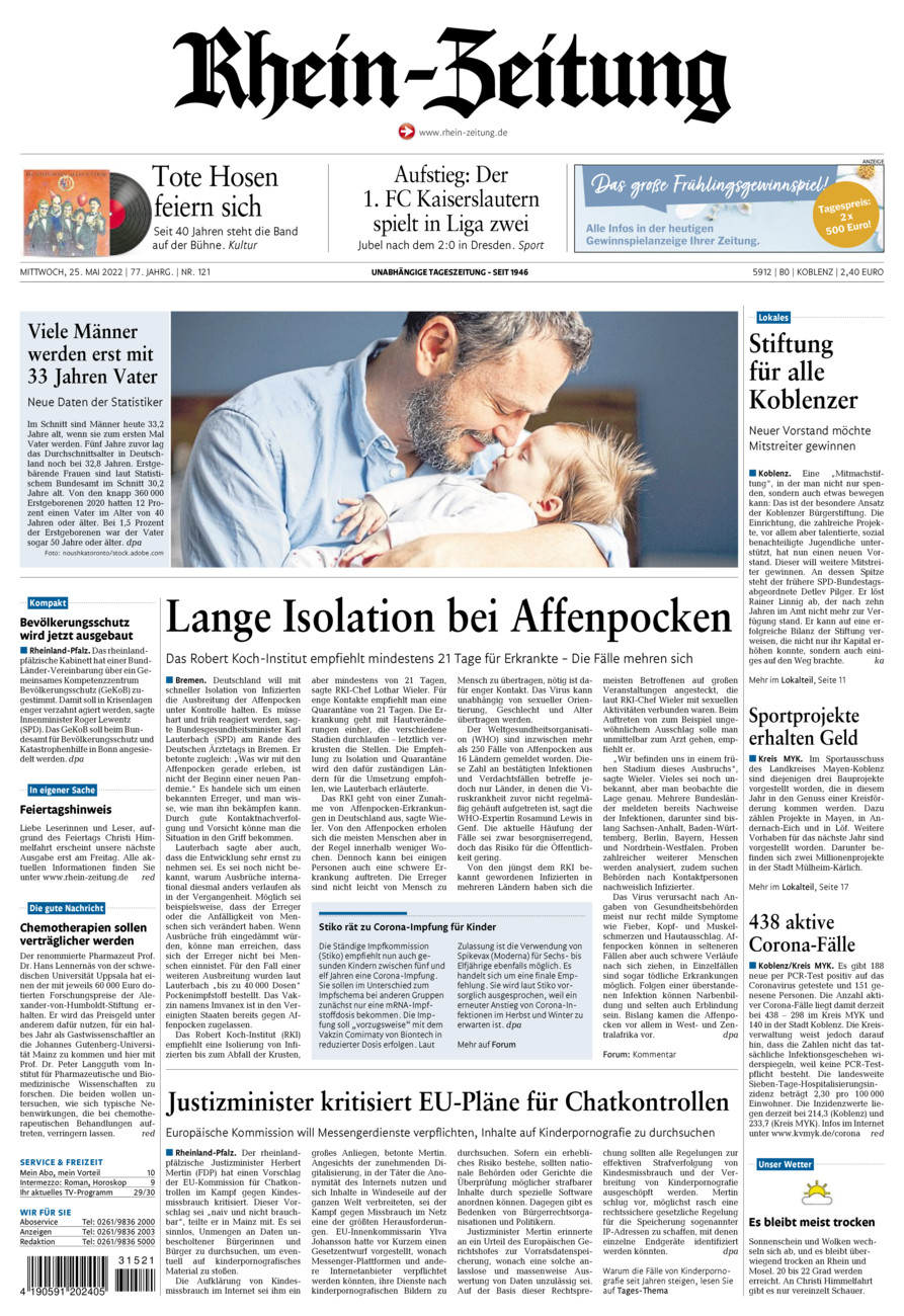 Rhein-Zeitung Koblenz & Region vom Mittwoch, 25.05.2022