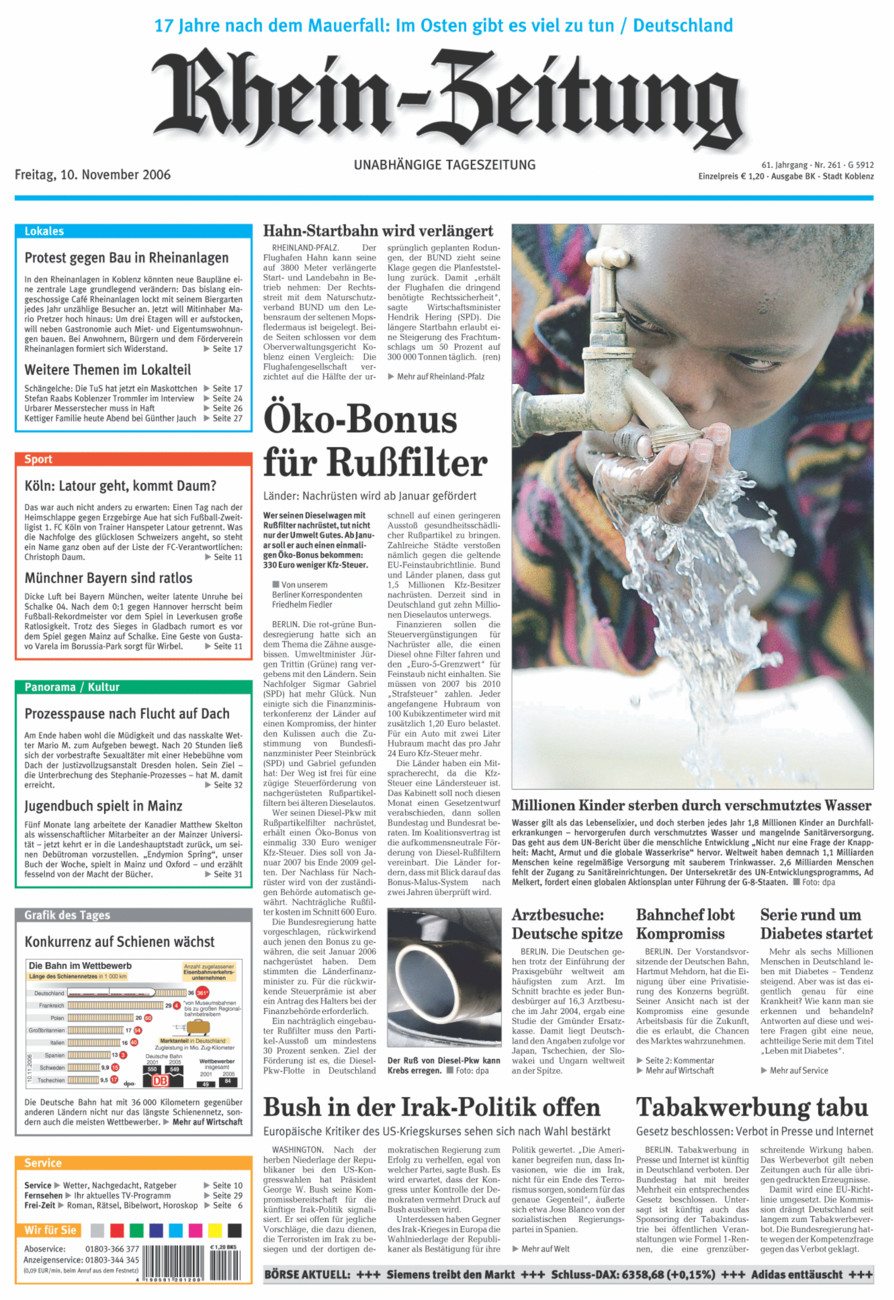 Rhein-Zeitung Koblenz & Region vom Freitag, 10.11.2006