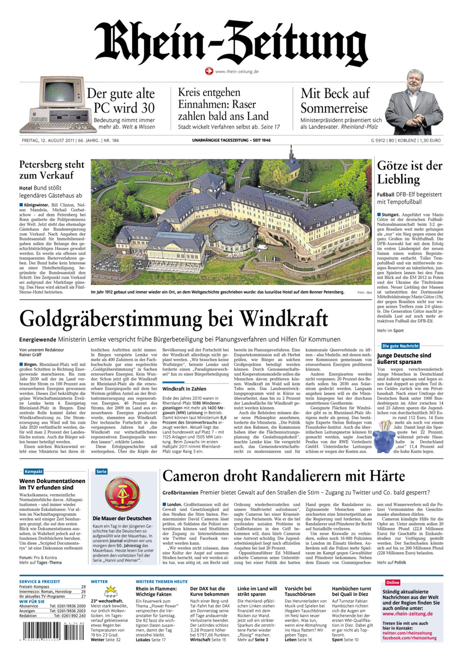 Rhein-Zeitung Koblenz & Region vom Freitag, 12.08.2011
