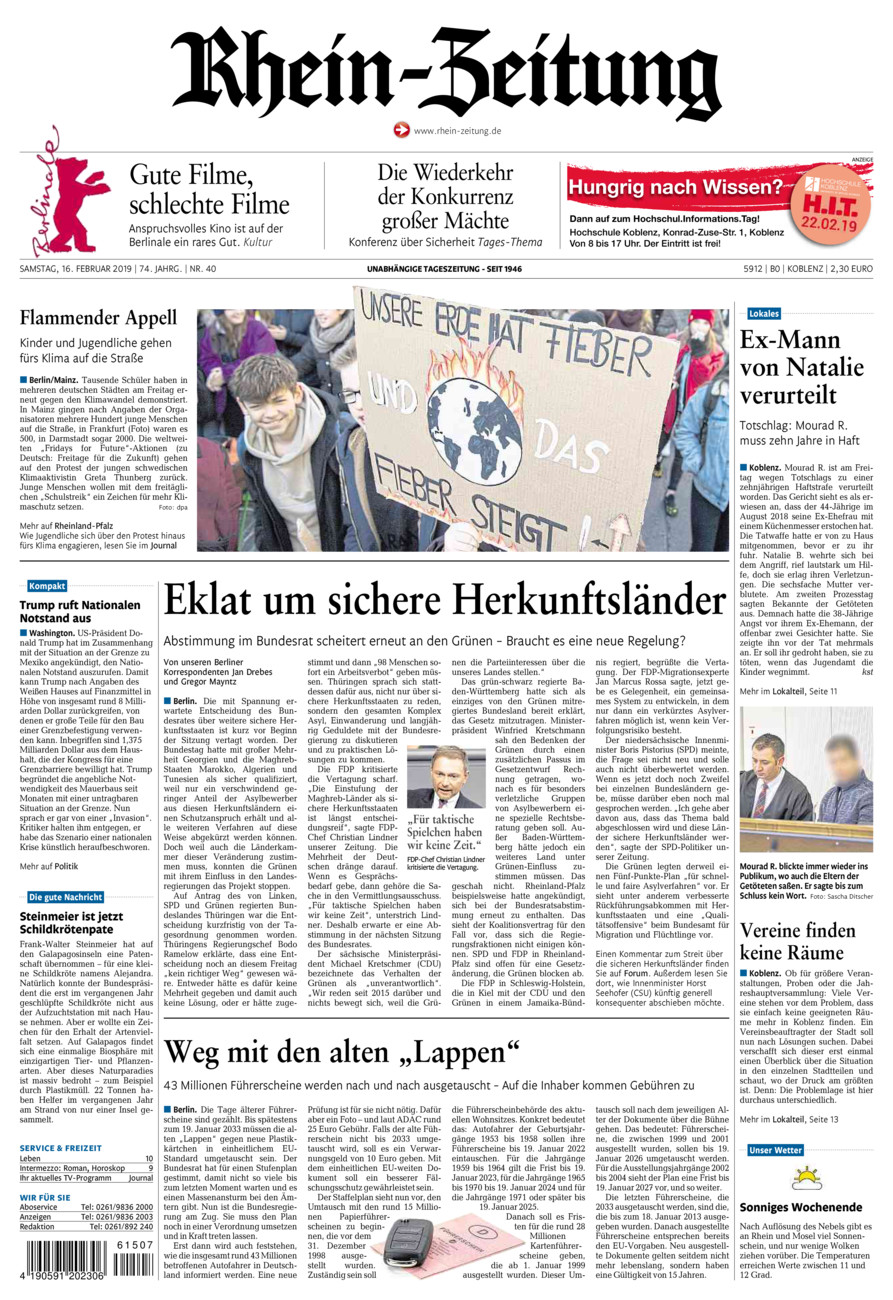 Rhein-Zeitung Koblenz & Region vom Samstag, 16.02.2019