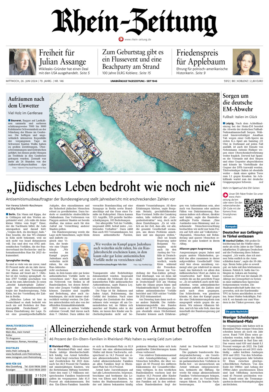 Rhein-Zeitung Koblenz & Region vom Mittwoch, 26.06.2024